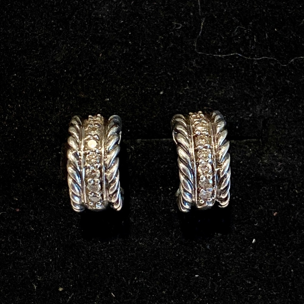 David Yurman Diamond Huggie Earrings